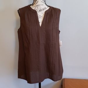 NWT Liz Claiborne sleeveless linen top, brown
